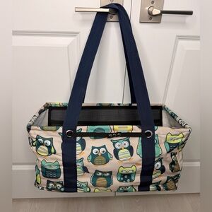 Thirty-One Medium Owl Utility Tote & insert 18”x9 1/4” Beach Grocery Tote